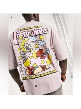 ASOS Design Oversized T-Shirt in Purple with Mushroom Back Print